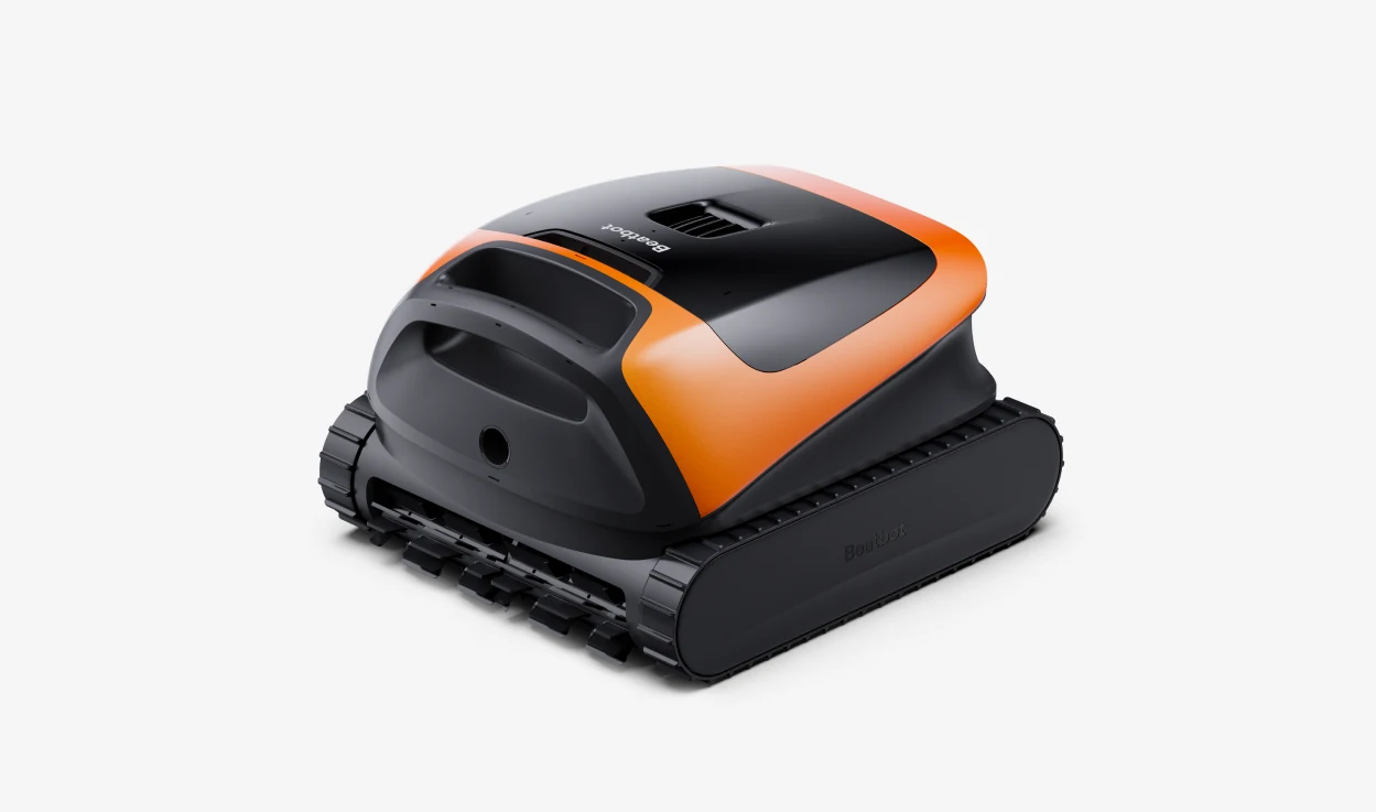Orange and black Beatbot pool cleaning robot